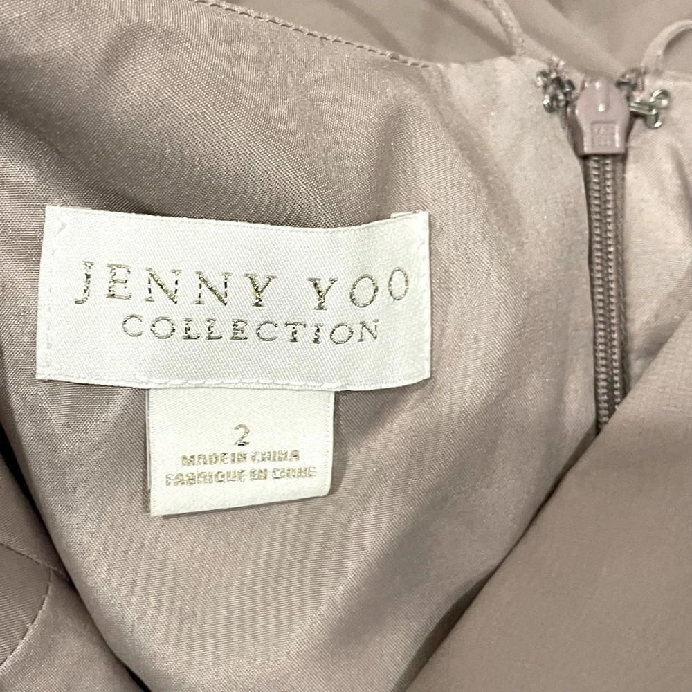 JENNY YOO BHLDN Inesse Luxe Chiffon Maxi Dress Sz 2 Dusty Taupe Pink Bridesmaid